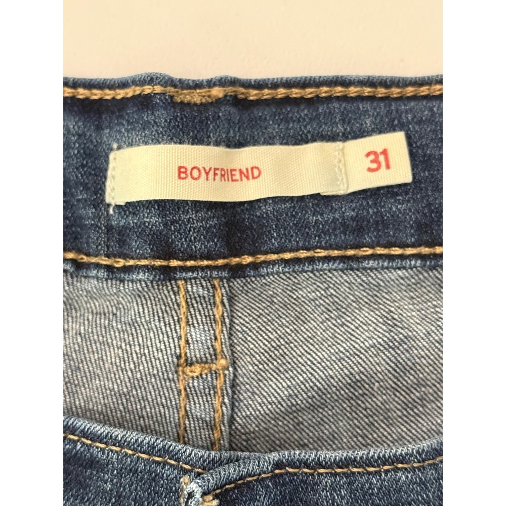 Levis Boyfriend Jeans Womens 31 Medium Wash Blue Denim Straight Leg Stretch - Picture 5 of 12